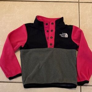The North Face Kids' Black and Pink Fleece Quarter Zip - 2T